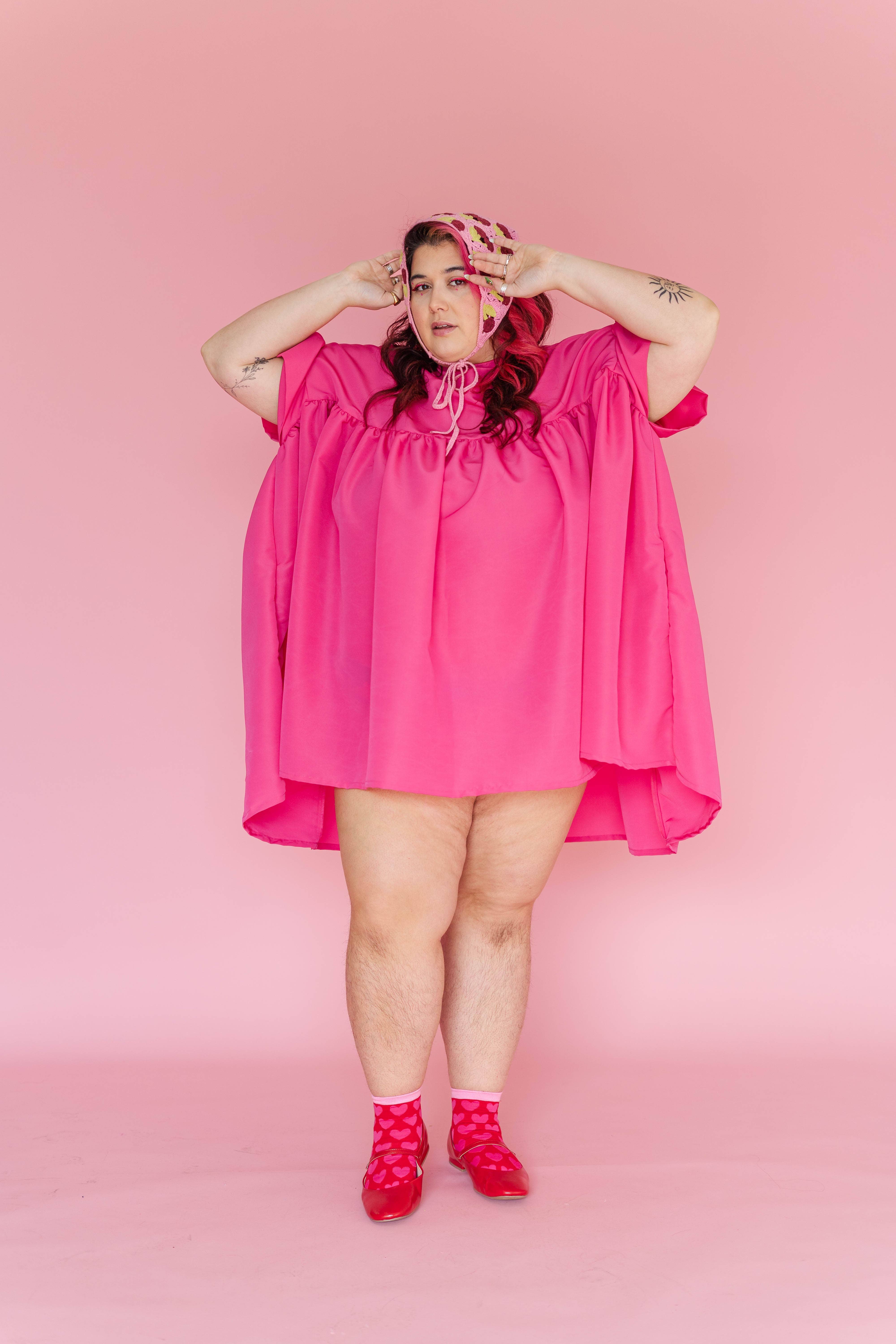 Nettle Studios - Wholesale Dress - Women's - Hot Pink Mini Mushroom Dress - Size Inclusive1