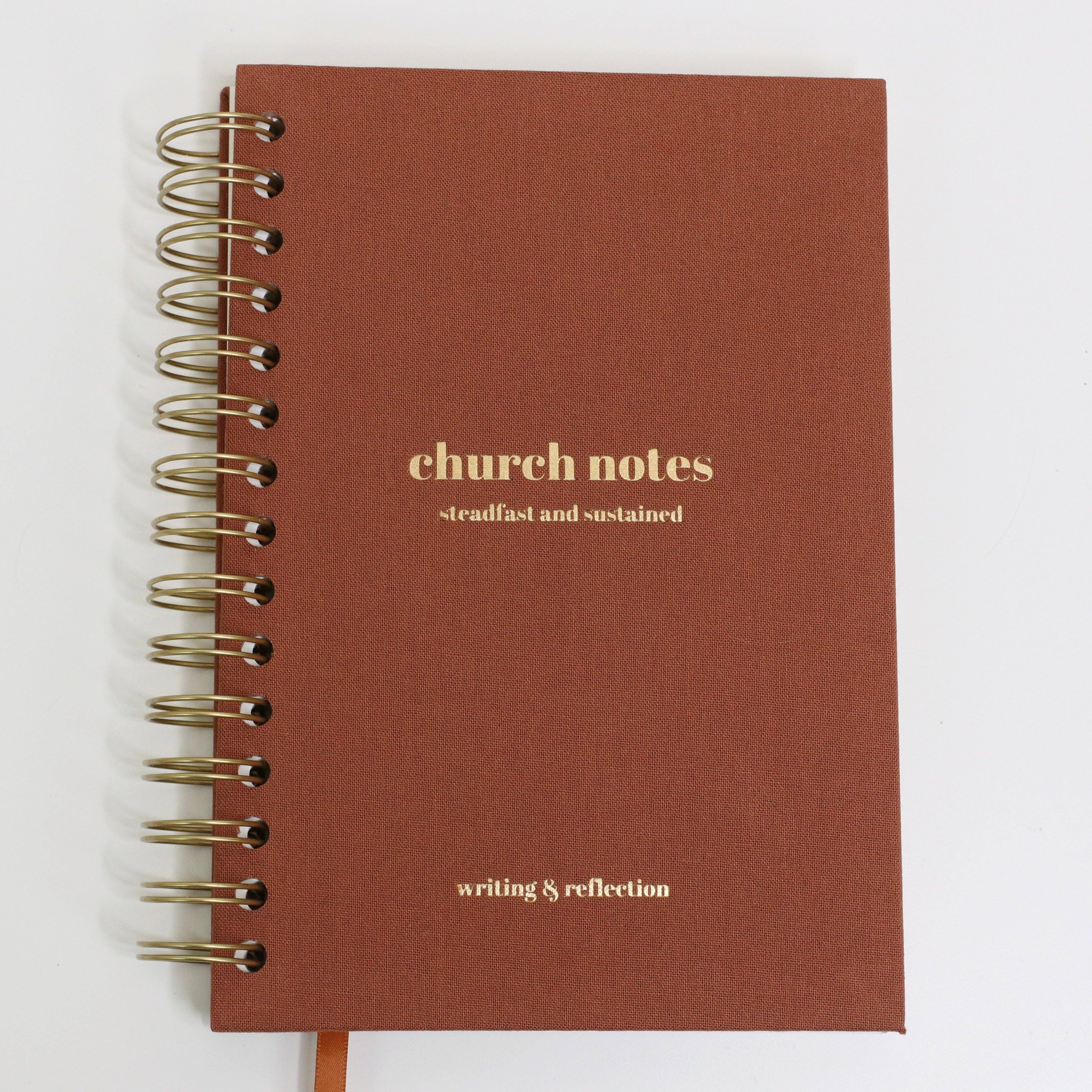 Church Notes Journal - Spiral Linen Brown for wholesale by Steadfast and Sustained