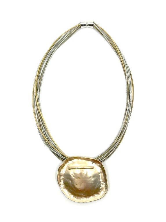 705 - Silver and Gold Pianowire with Gold Disc for wholesale by Sea Lily