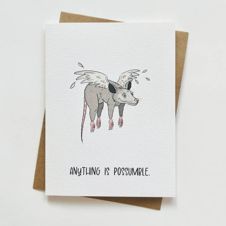 Funny Possum Encouragement Greeting Card for wholesale by Little Cowboy Cards