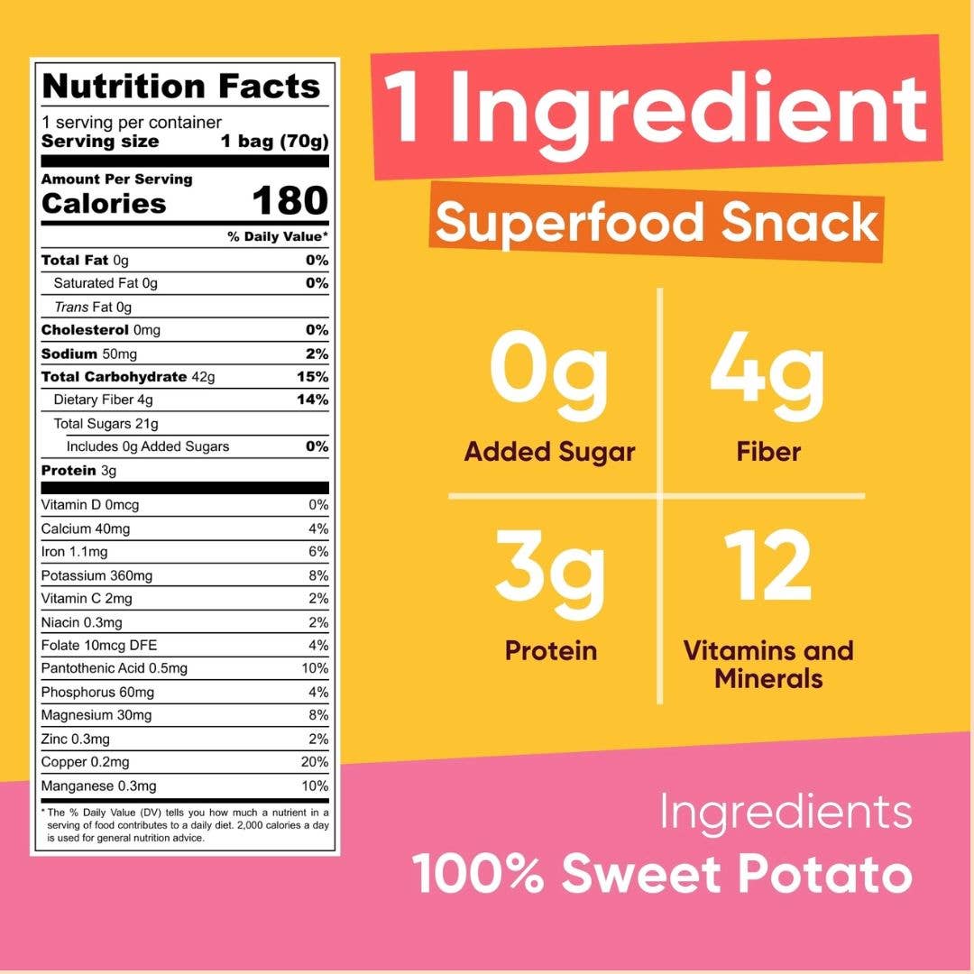 Yammy - Wholesale Dried/Dehydrated Fruit - Dried Sweet Potato Sticks Snack Pack: Gluten Free, Vegan2