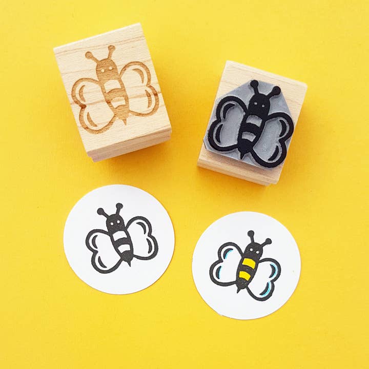 Buzzing Bee Mini Rubber Stamp for wholesale by Skull and Cross Buns Rubber Stamps