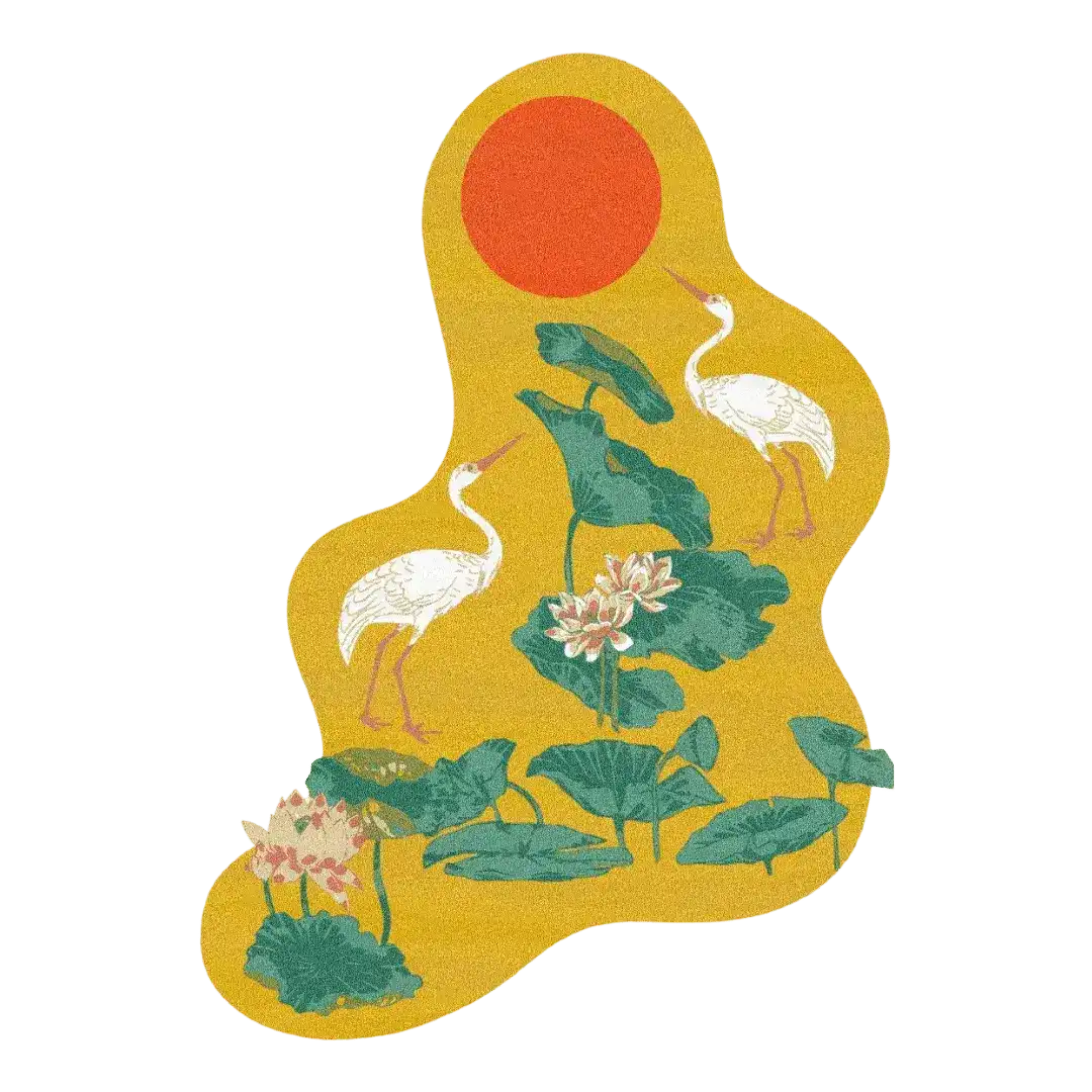 Maia Homes - Wholesale Area Rug - Cranes and Lotus in a Sunny Pond Hand Tufted Rug1