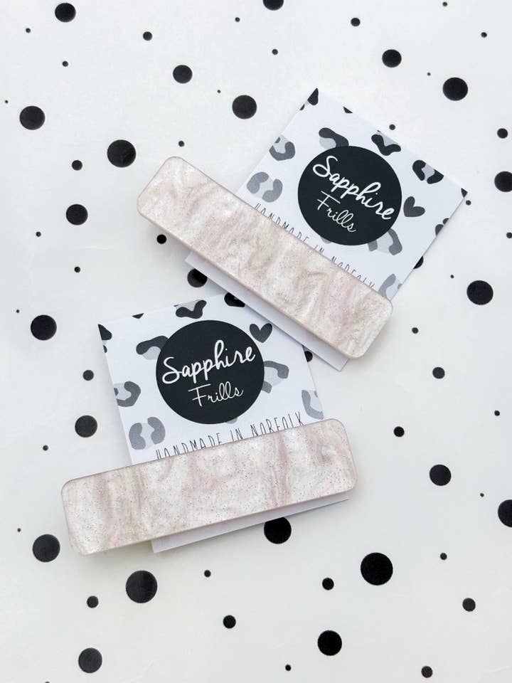 Rose Glitter Marble Rectangle Acrylic Hair Clip for wholesale by Sapphire Frills Ltd