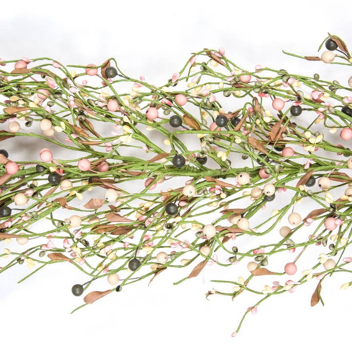 Berry Garland W/Leaves, 53In - Peach and Creamy Hues for wholesale by KMI International Corp.