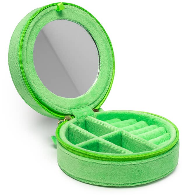 Living Royal - Wholesale Jewelry Box/Organizer - Velvet Jewelry Zip Case / Organizer - Kitten Caboodle -Green