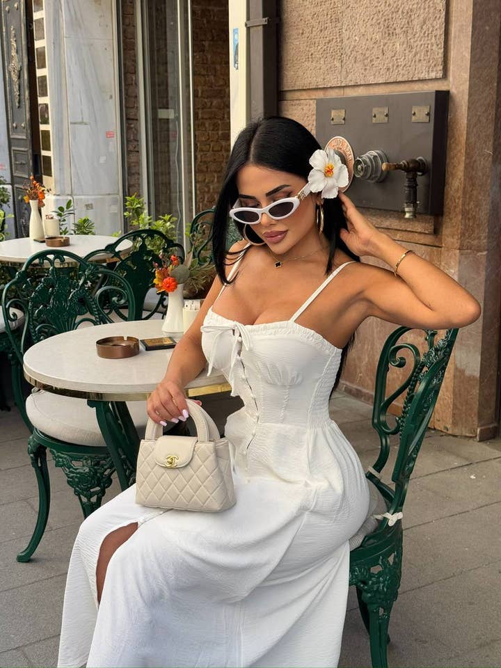 Standpoint Top - Wholesale Dress - Women's - The Riviera Charm Lace-Up Midi Dress Summer Romance - 1202