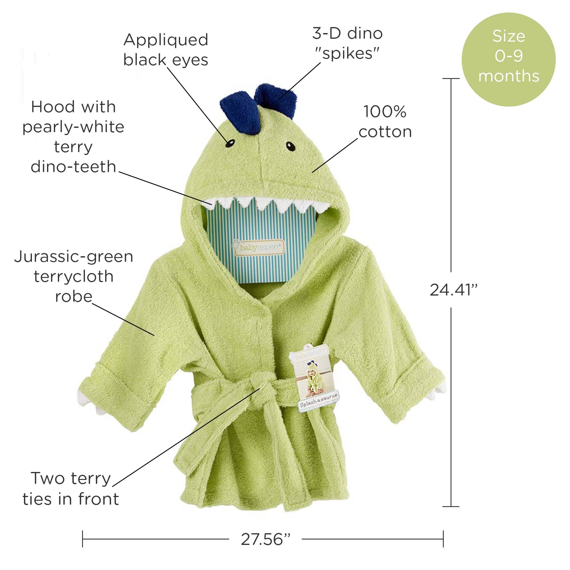 Baby Aspen – wholesale Badrock - Barn – Splash-a-Saurus Dinosauri-spa-klänning med huva6