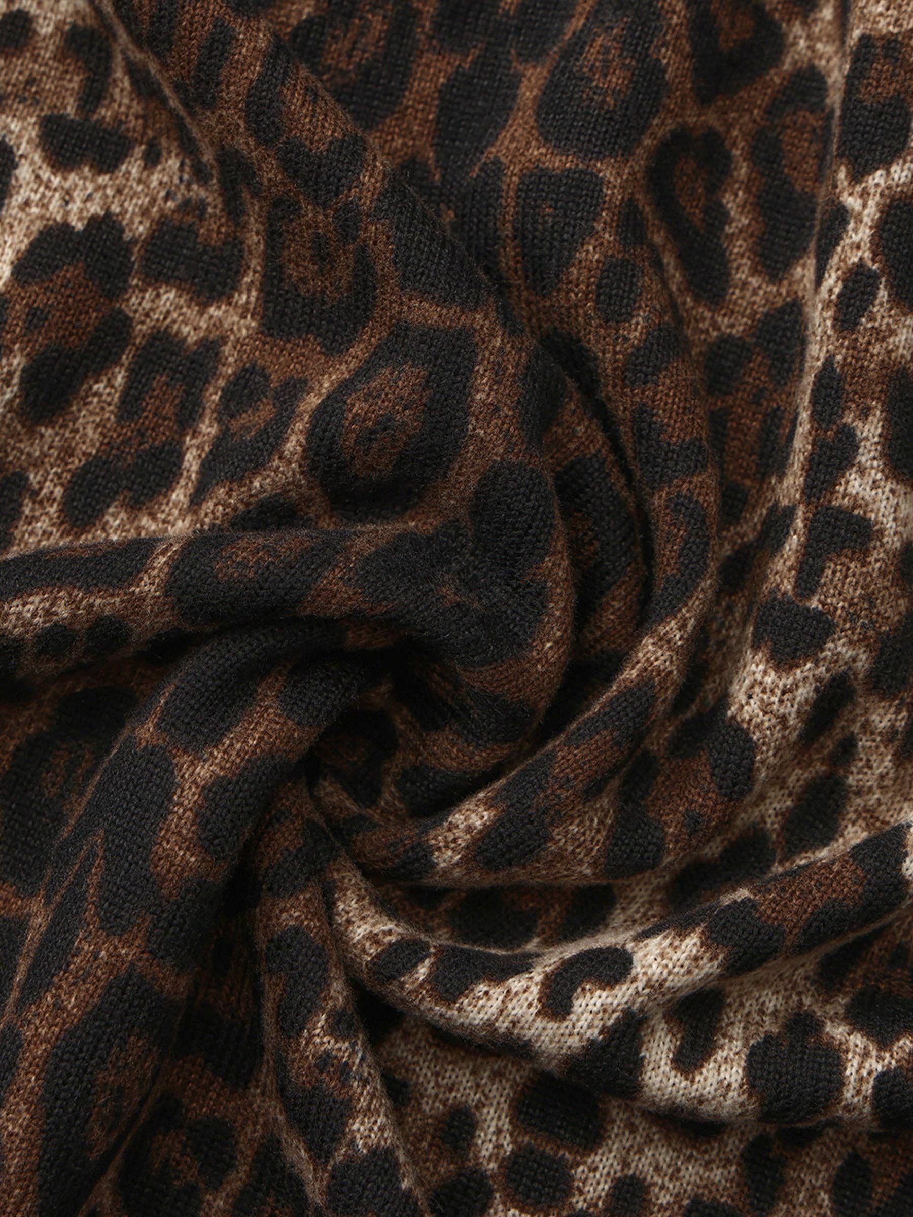 Brown Vintage Leopard Print Draped Maxi Skirt for wholesale on Faire7