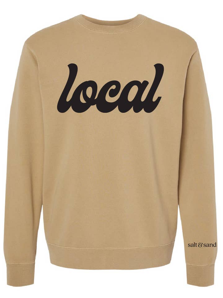 Felpa girocollo tinta a pigmento di peso medio/Arenaria pigmentata/Locale per la vendita all'ingrosso da parte di Salt & Sand