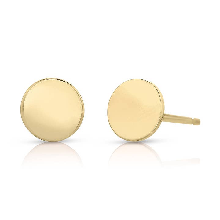 Tiny Disc Earrings 14k - Engraving Optional for wholesale by Suzan DES