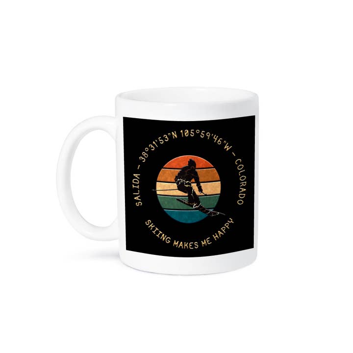 3dRose - Wholesale Coffee Mug - 3dRose, Salida, Colorado, USA. Man skier, yellow text on black charming gift, Mug8