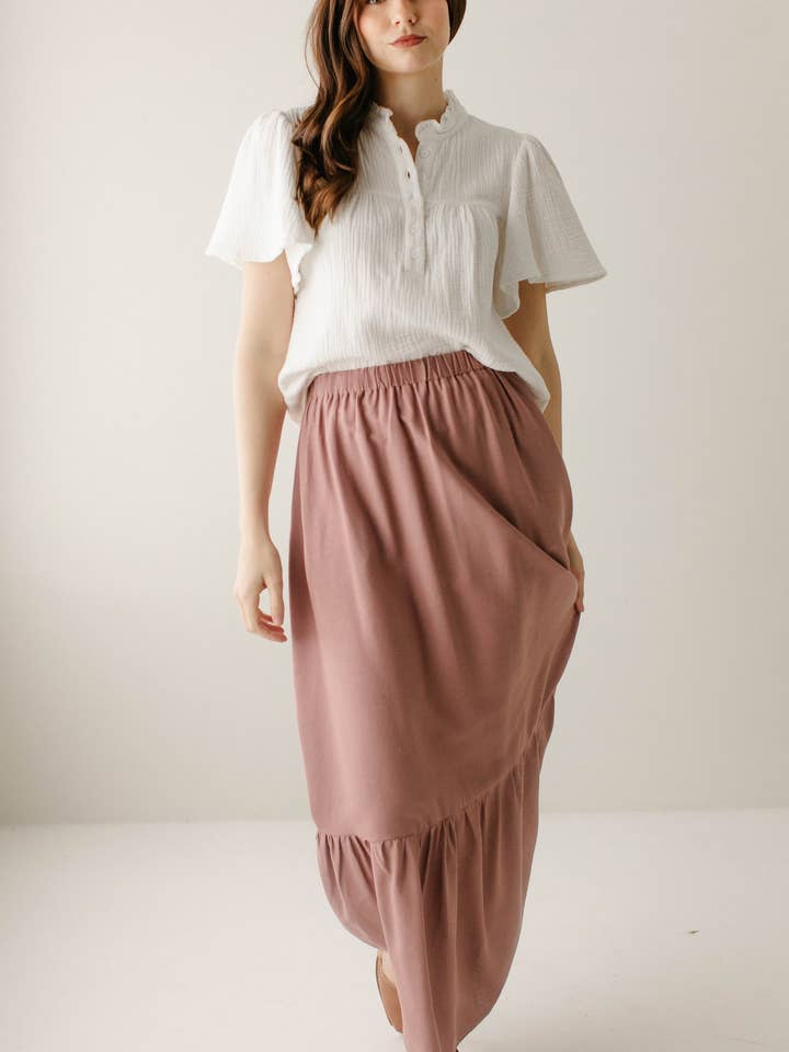 White 'Deborah' Cotton Gauze Ruffle Trim Blouse FINAL SALE for wholesale on Faire9