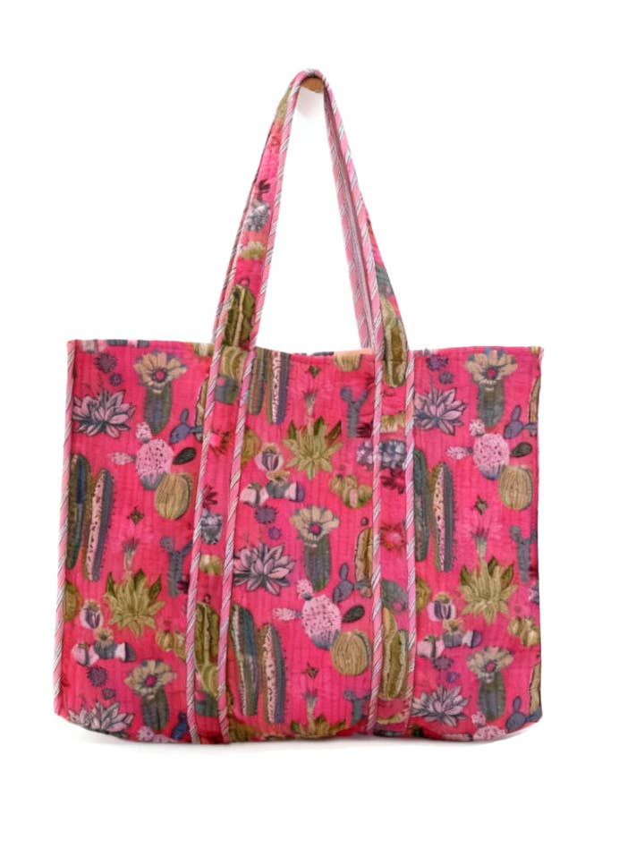XL Velvet Tote in Cacti , Pink for wholesale by NIBI MTK