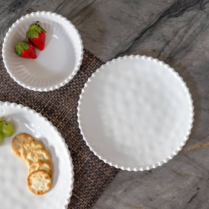 Cream Beaded Pearl 8 inch Melamine Salad Plate | Set of 6 for wholesale on Faire
