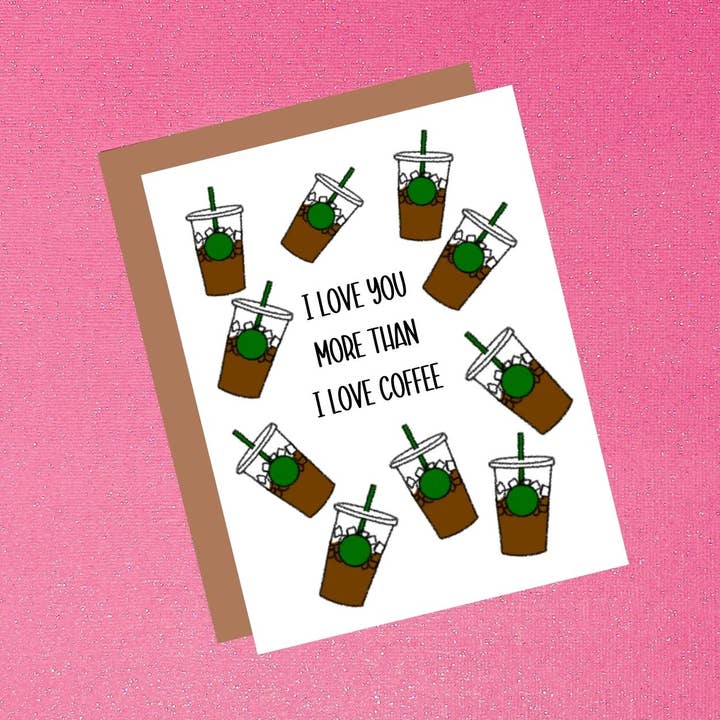 Eu te amo mais do que café por atacado de Tiffany Ascensio Designs | Watercolor Greeting Cards