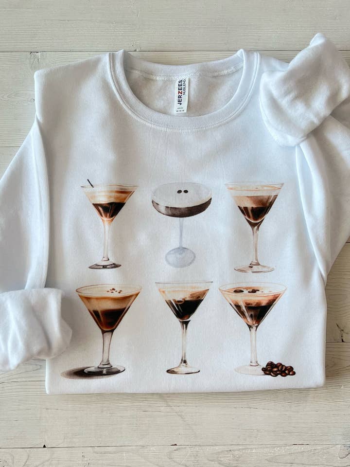 White Six Espresso Martini Sweatshirt for wholesale on Faire2
