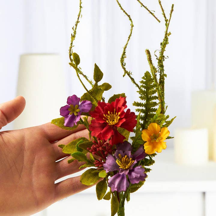 Factory Direct Craft - Wholesale Artificial Flowers - 12" Artificial Mixed Wild Flowers and Greenery Pick2