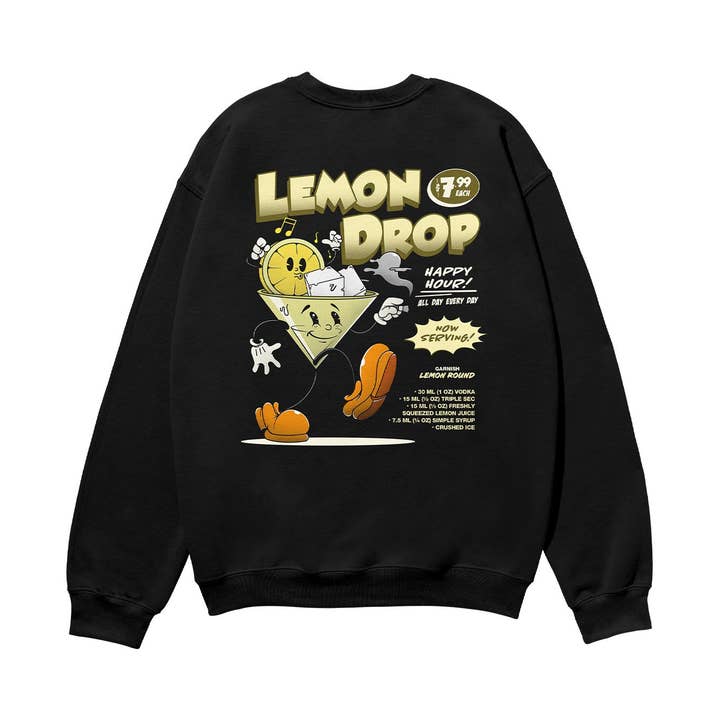 Lemon Drop Heavyweight Organic Sweatshirt Black for wholesale by Weekend Concept