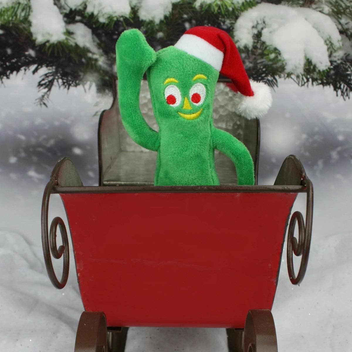 Playful Tail - Wholesale Pet Plush Toy - Dog - Multipet Holiday Gumby With Santa Hat Plush Dog Toy 9"4