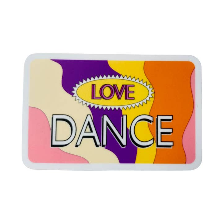 Retro Love Dance Sticker, 3" x 2" for wholesale by Denali & Co.
