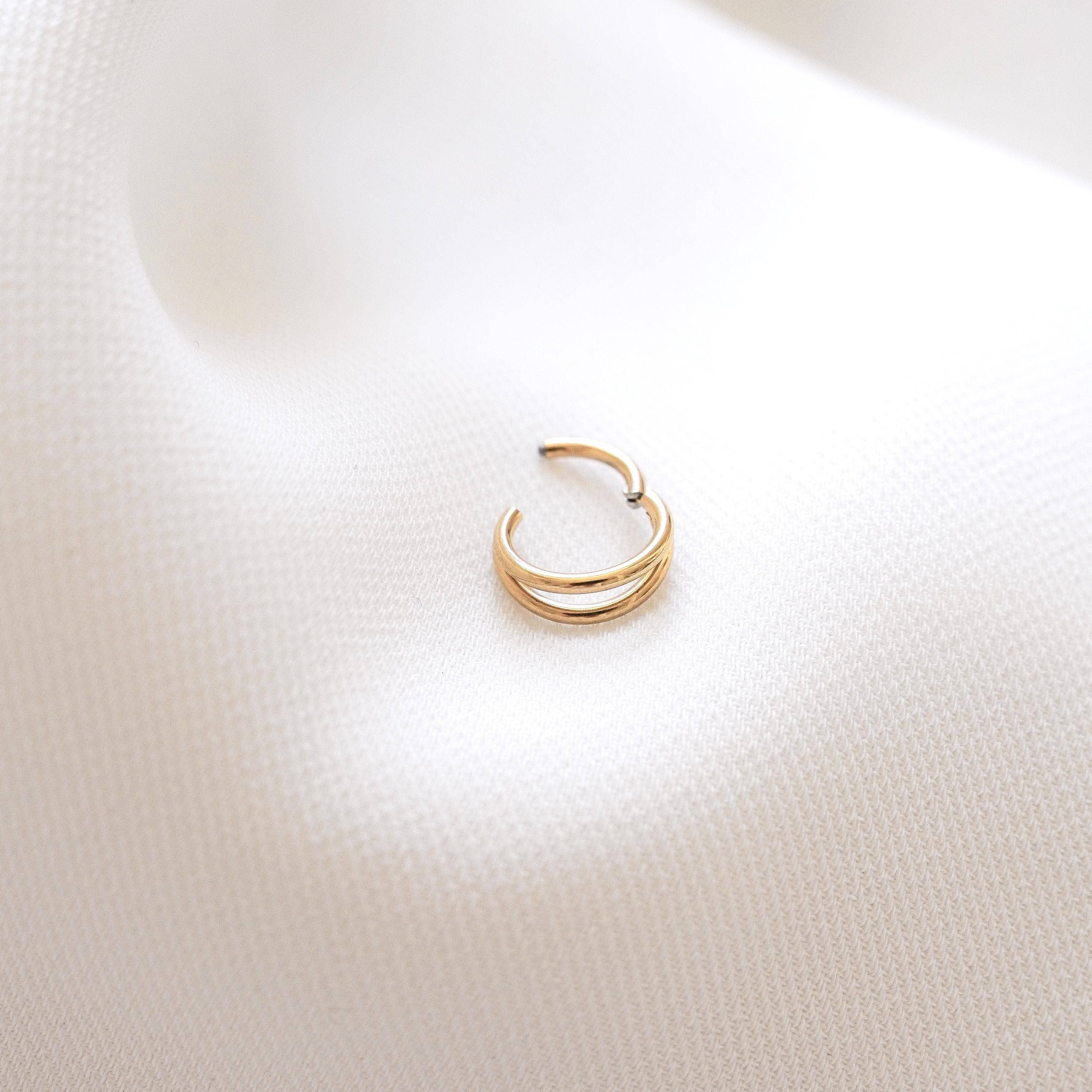 Victoire Collection - Wholesale Single Earring - Double ring piercing in stainless steel2