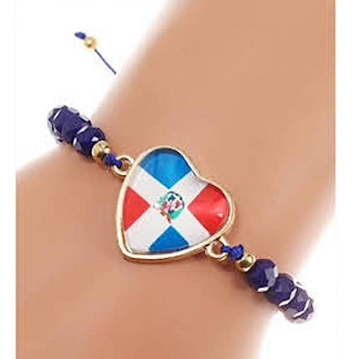Dominican Republic Flag Adjustable Thread Bracelet for wholesale by Atlas Fashion