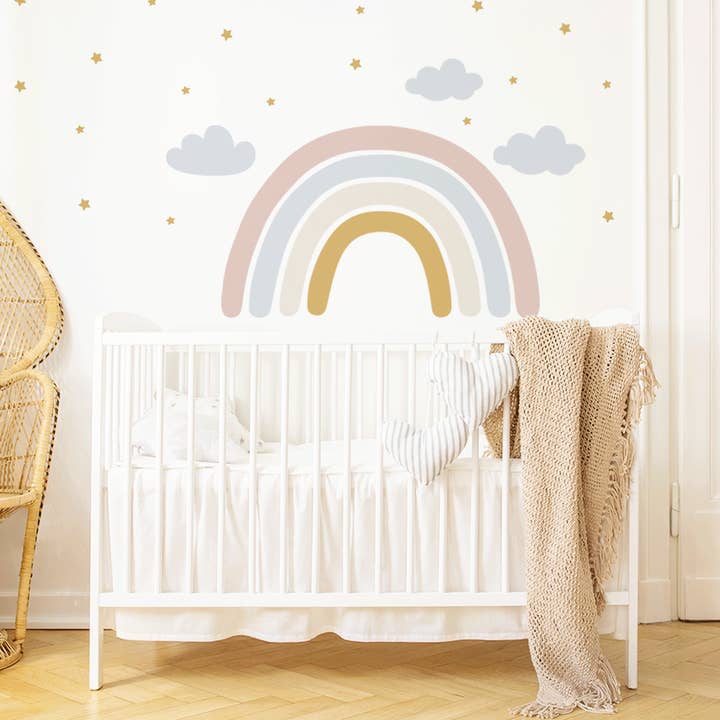 Wish On A Rainbow (roze mosterd) muurstickers voor wholesale door Mica-Mica