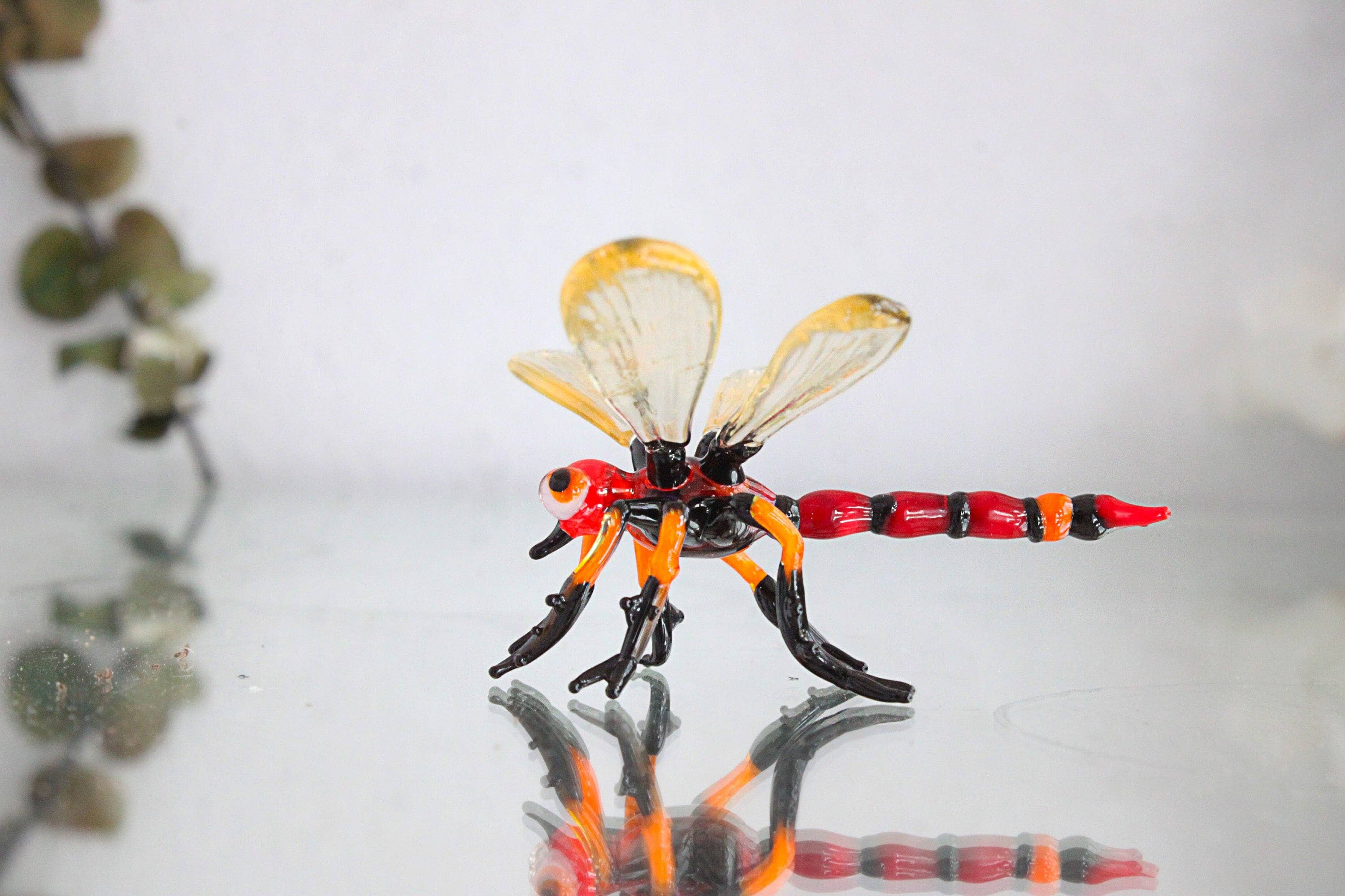 Adamodart - Wholesale Decorative Figurine - Glass dragonfly figure, hand blown insect decor, lampwork1