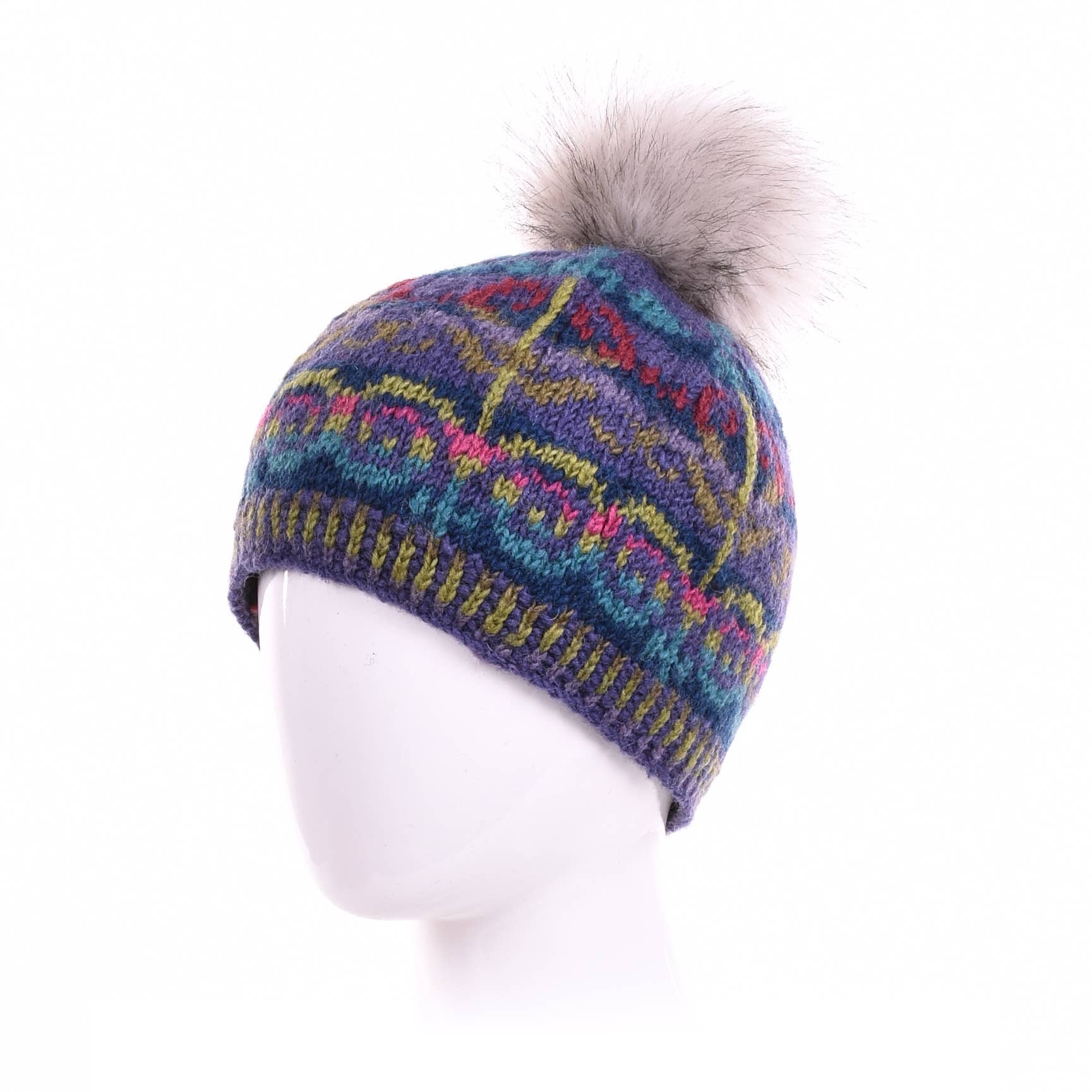 Lost Horizons Canada - Vente Bonnet – femme - Bonnet en laine Natalia avec pompon et tricot Fair Isle5