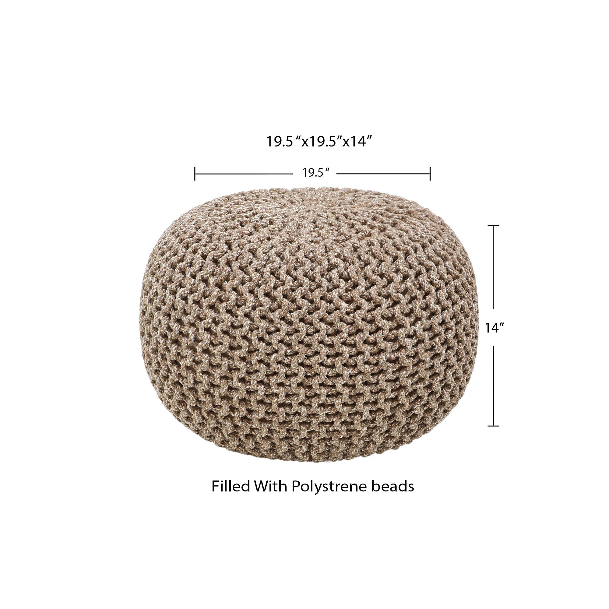 · REDEARTH · Round Pouf (19.5"x19.5"x14") - Beige Ivory for wholesale on Faire1