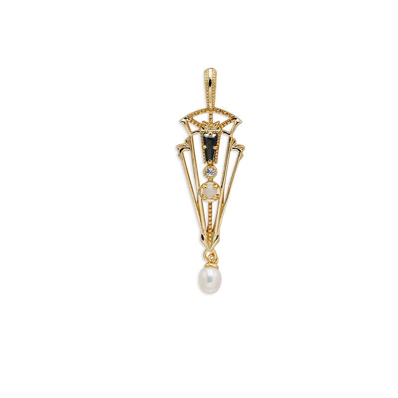 Gioiellin - S925 Silver Jewelry - Wholesale Pendant/Charm Necklace - 925 Silver 14K Gold Plated Opal Pearl Hollow Necklace0