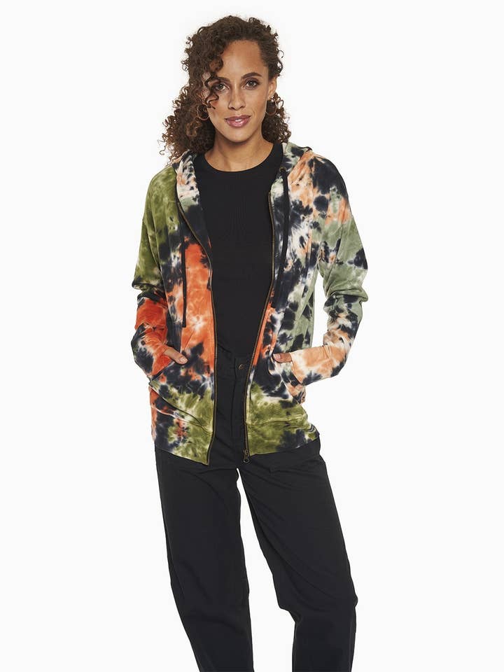 Kopie van Organic Tie Dye hoodie met ritssluiting voor wholesale door YesAnd