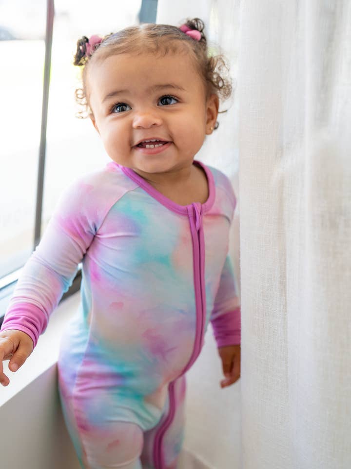 Cotton Candy Sky Bamboo Zippy Pajama 🌈 | Convertible Romper for wholesale by Boosh Baby