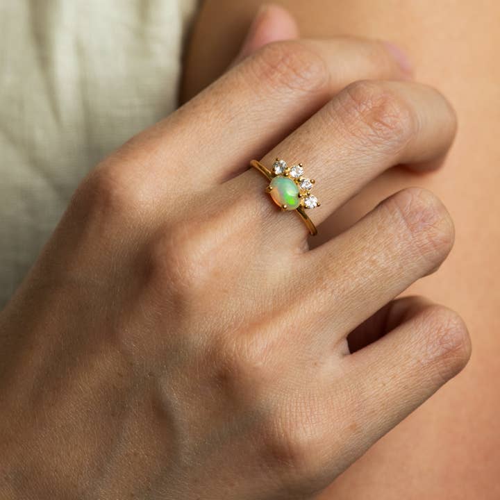 Minette - Wholesale Multi-Stone Ring - Annabelle Opal and White Topaz Band1