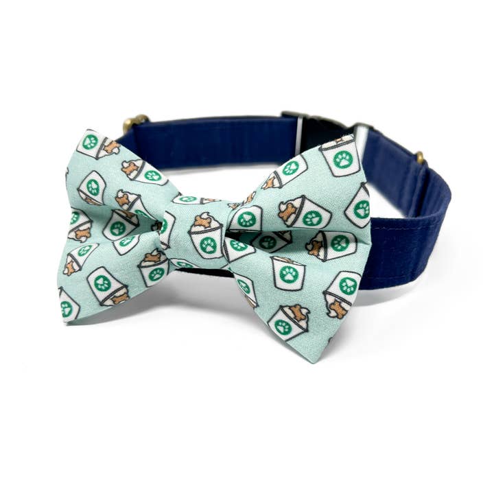 Winnie and the Hound - Wholesale Pet Bow Tie - Dog - Mint Puppuccino Pet Bow Tie for Pup Cup Addicts