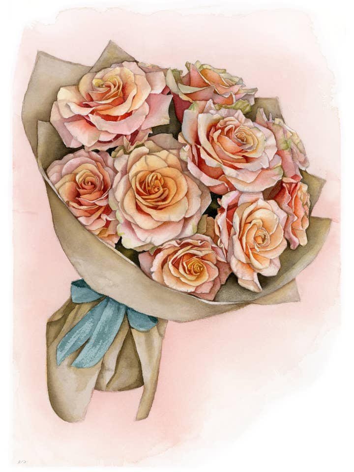 Everlasting Rose Bouquet Print – Romantic Floral Wall Art for wholesale by Art by Emma Lian