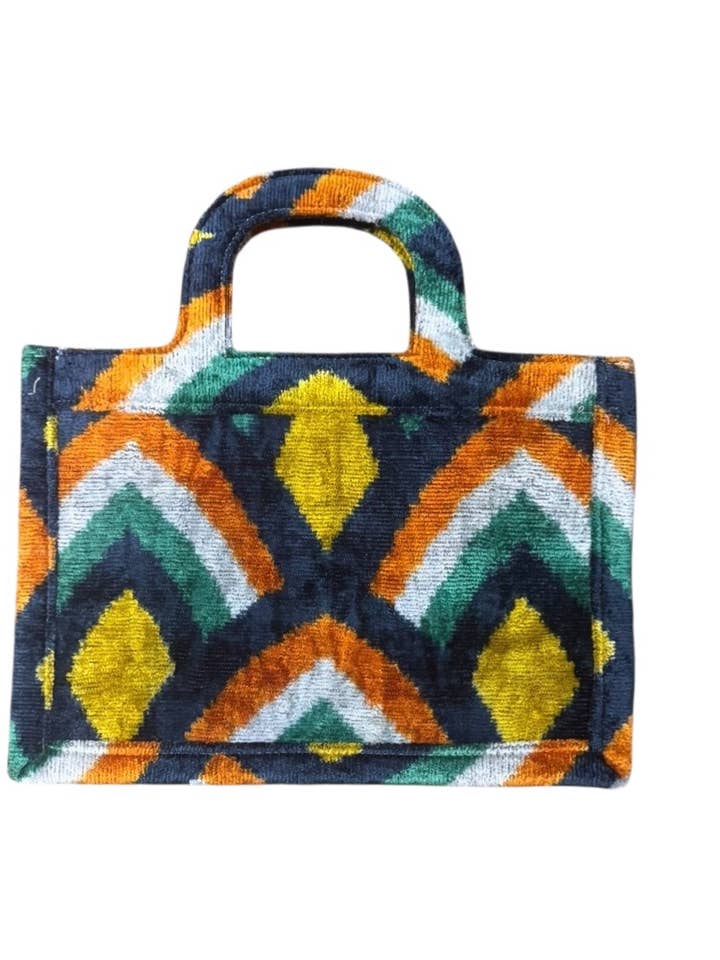 Silk Velvet Ikat Small Tote Bag for wholesale by AYCA DESIGN