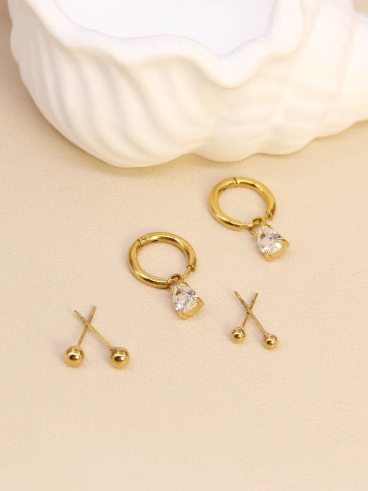 Set of 3 Stainless Steel Earrings for wholesale by BELLISSIMA BIJOUX