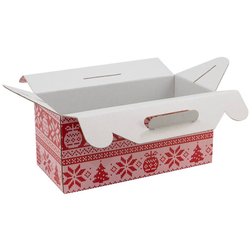 red white Rectangular Cardboard Box 32x15x15/22cm Knit for wholesale on Faire2