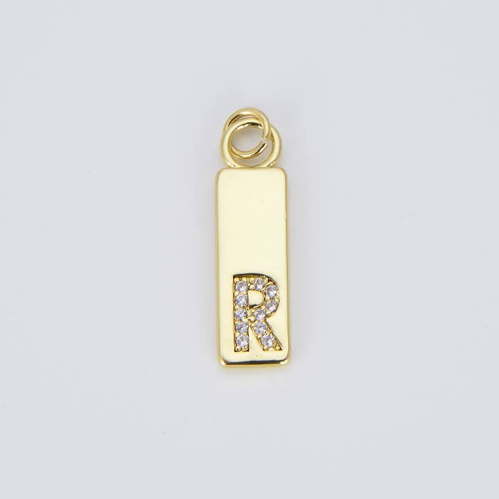 findings4uGem - Wholesale Pendant/Charm Necklace - CZ Gold Filled Alphabet Initial Tag Letter Charm, CP145017