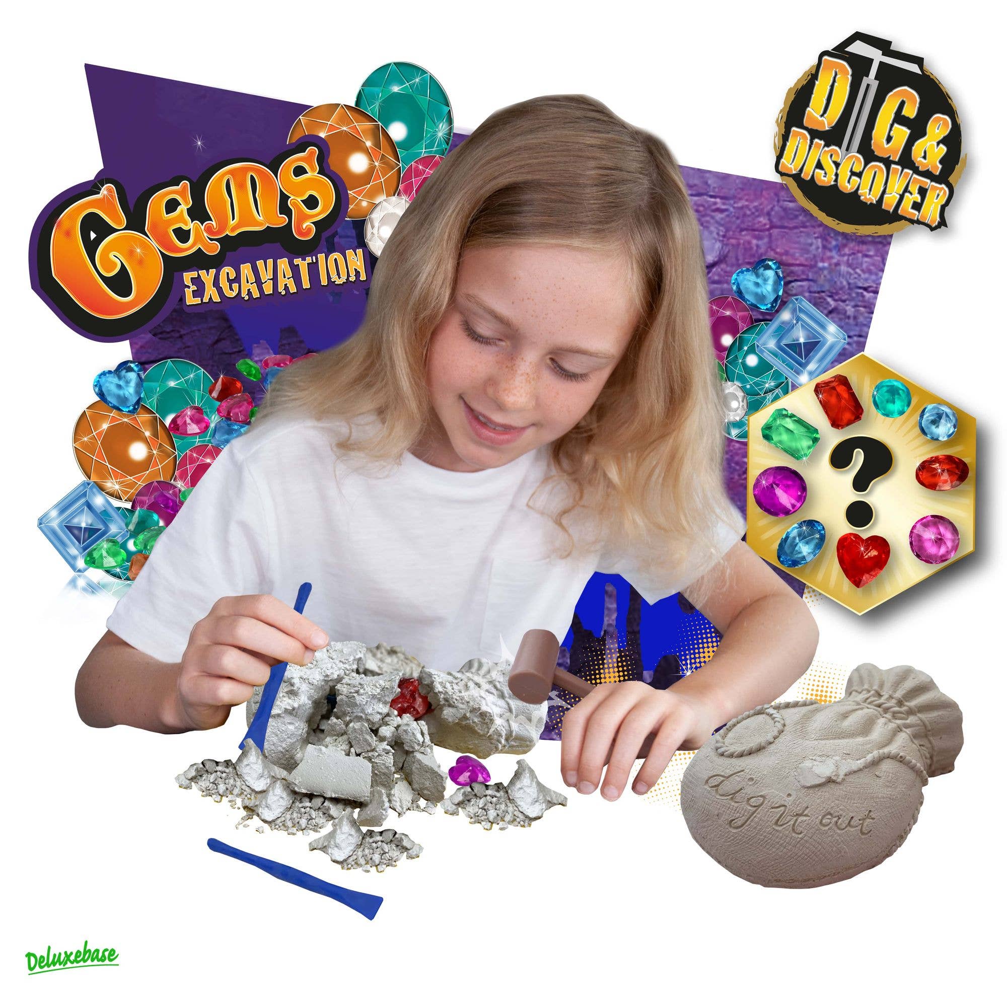 Deluxebase - Wholesale Toy Set - Kids - Dig & Discover - Gems Excavation Kit1
