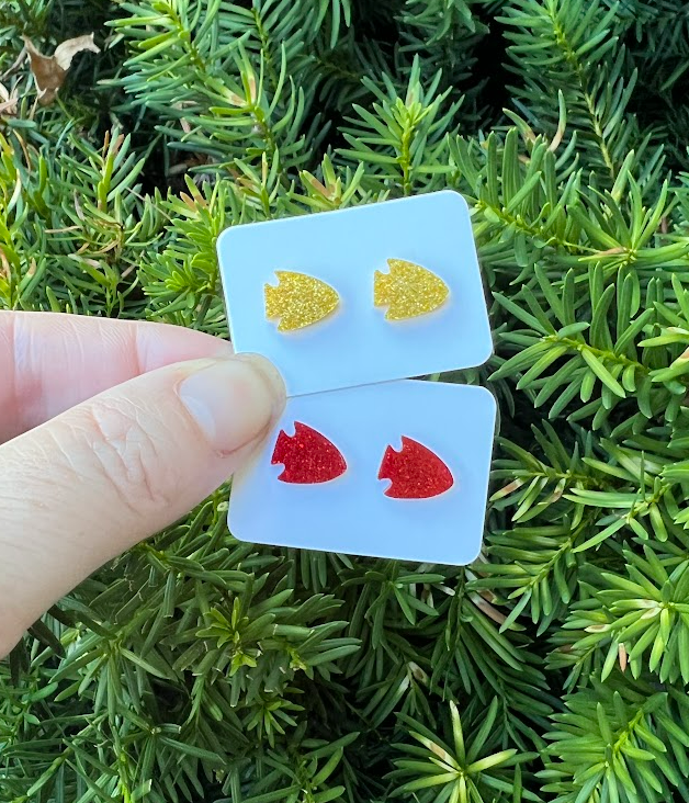 Baubles by B - Wholesale Stud/Post Earrings - Gold Arrowhead KC Kansas City Chiefs Game Day Stud Earring7