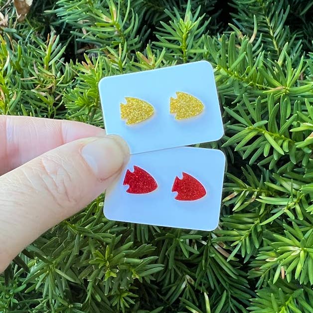 Baubles by B - Wholesale Stud/Post Earrings - Gold Arrowhead KC Kansas City Chiefs Game Day Stud Earring7