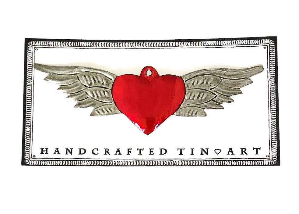 Sedona Spirit - Wholesale Ornament - Classic Red Tin Heart With Wings Ornament1