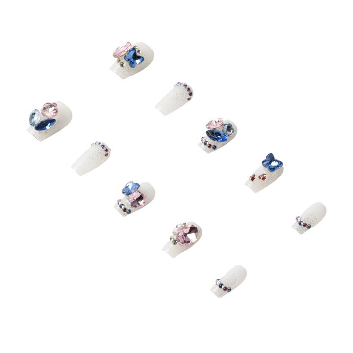 3H Luxus handgefertigte Press-on-Nägel - Crystal Blossom für den Großhandel von 3H Nails