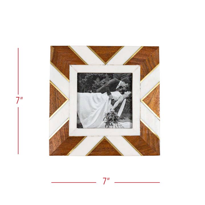 Foreside Home & Garden - Wholesale Picture Frame - Kira 4x4 Photo Pieced Geometric Picture Frame Acacia Wood