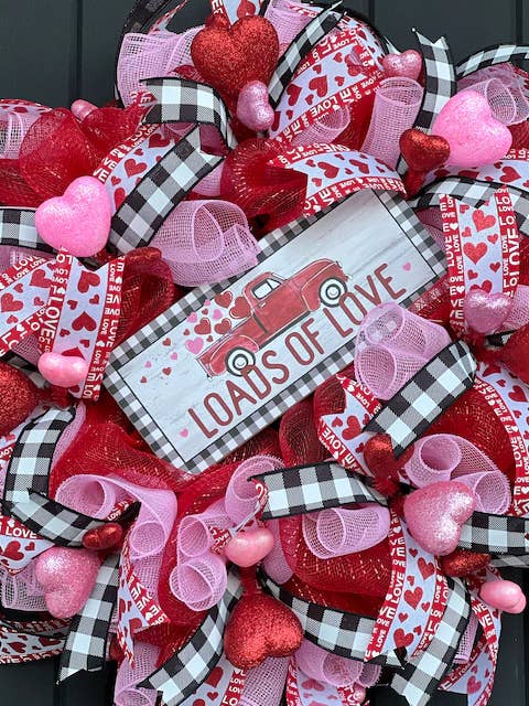 Valentine's Day Loads of Love Door Wreath for wholesale by Gigi’s Wreath Room