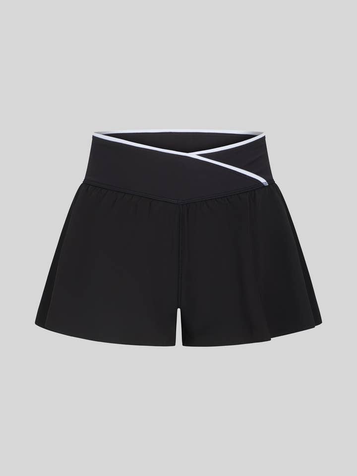 90 Degree by Reflex - Wholesale Athletic Shorts - Kids - Girls Lightstreme Crossover Criss Cross Everyday Shorts