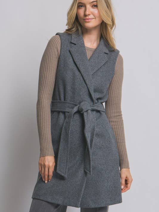 Ärmelloser Mantel mit Kerbrevers für den Großhandel von Lemon Tree